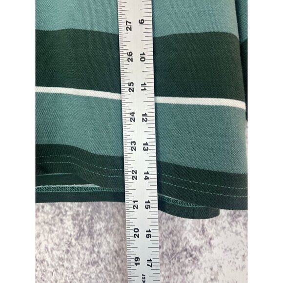 Faded Green White Striped Cropped Preppy Polo Shirt Top Women's Small - Picture 7 of 9